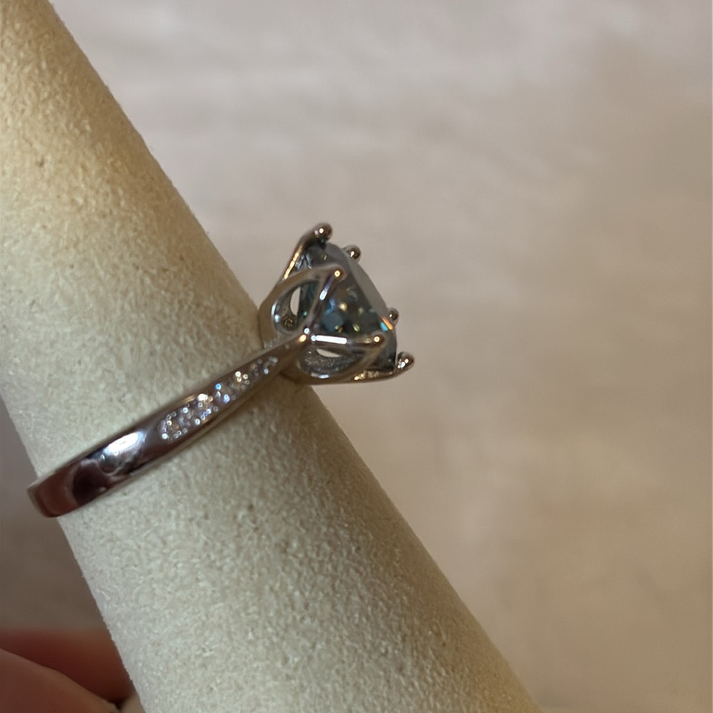 NEW 3 CT 9mm Green Blue Moissanite Diamond Ring 925 Sterling Silver - Picture 4 of 8